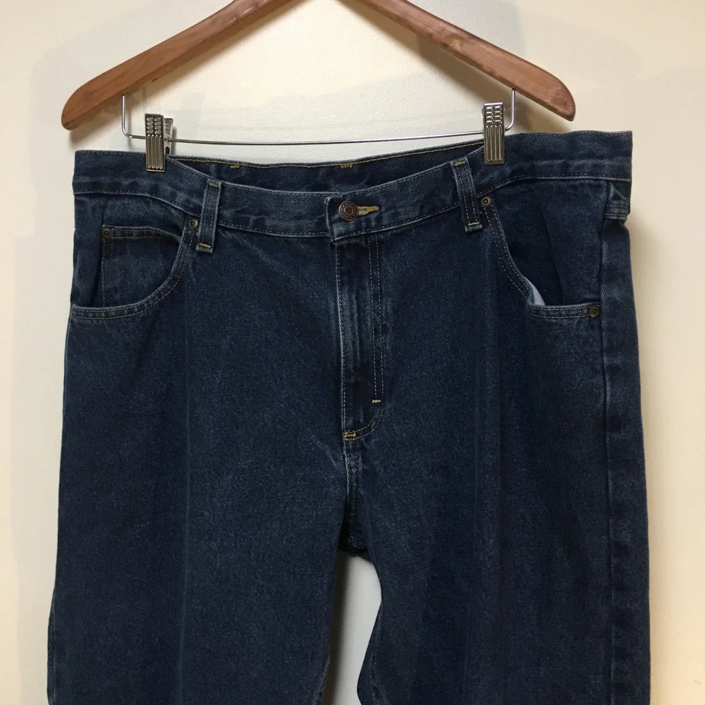 Wrangler Jeans Mens 38x32 Blue Premium Quality Straight Leg Denim Dark Wash